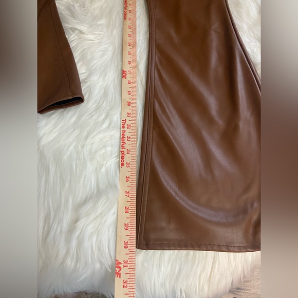 NWT Tinseltown Sz XL Brown Faux Leather High Rise Flare Legs Women’s Pants - Picture 6 of 11